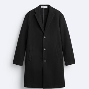 Zara Black 4 way stretch button up peacoat xs
